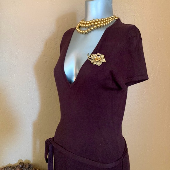 Zara Chocolate Brown Knit Midi Dress. Sz L - Picture 4 of 4